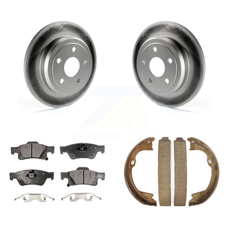 Rear Disc Coated Rotors Ceramic Pads Parking Brake Shoes Kit For Dodge Durango Jeep Grand KGT-103834