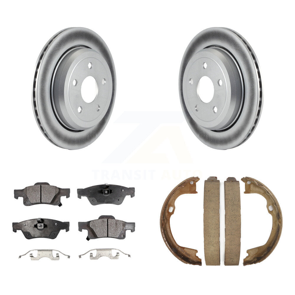 Rear Disc Coated Rotors Ceramic Pads & Parking Shoes Kit For Jeep Grand Cherokee Dodge WK KGT-103835