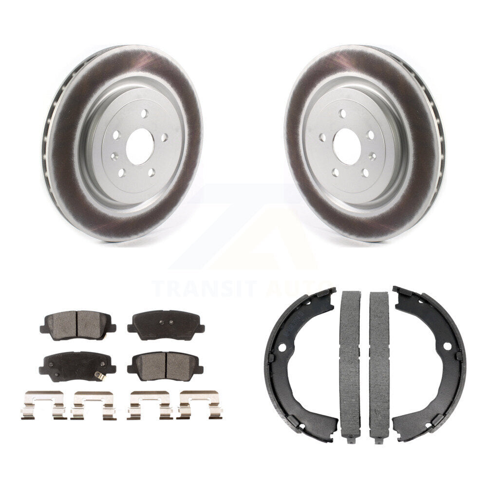 Rear Disc Coated Rotors Ceramic Pads & Parking Shoes Kit For Cadillac CTS Coupe with 6.2L KGT-103841