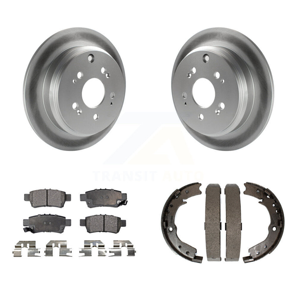 Rear Disc Coated Rotors Ceramic Pads Parking Brake Shoes Kit For 2005-2010 Honda Odyssey KGT-103842