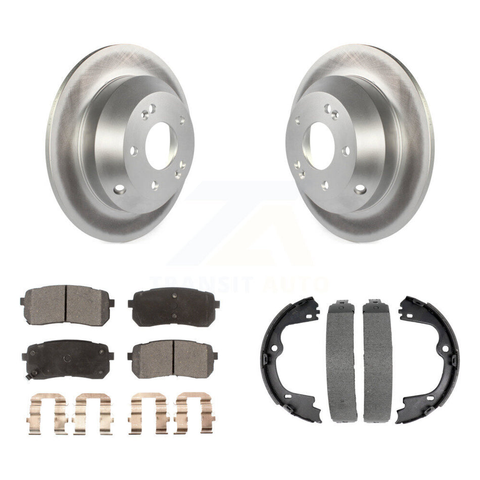 Rear Disc Coated Rotors Ceramic Pads And Parking Brake Shoes Kit For Kia Sedona KGT-103847