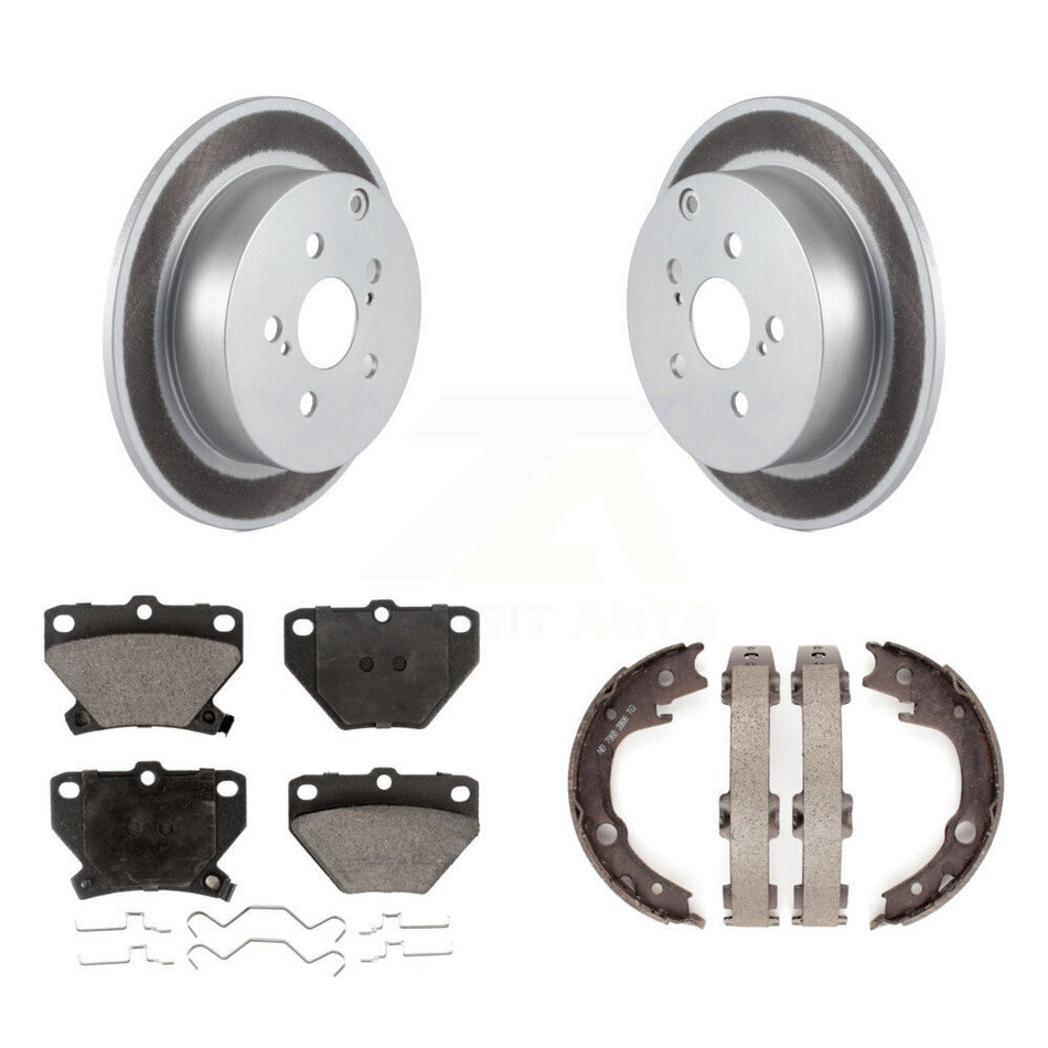 Rear Disc Coated Rotors Ceramic Pads Parking Shoes Kit For Toyota Matrix Corolla Pontiac KGT-103848