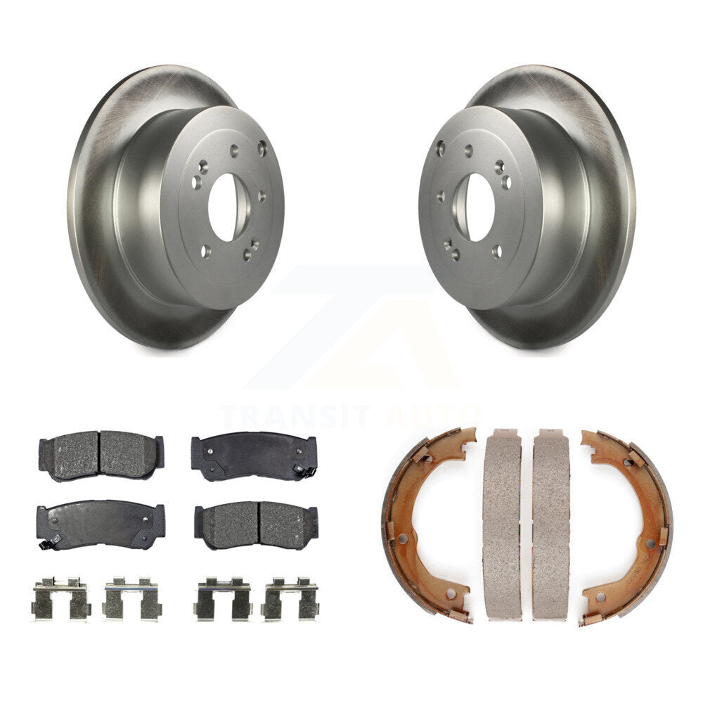 Rear Disc Coated Rotors Ceramic Pads And Parking Shoes Kit For 2007-2009 Hyundai Santa Fe KGT-103849