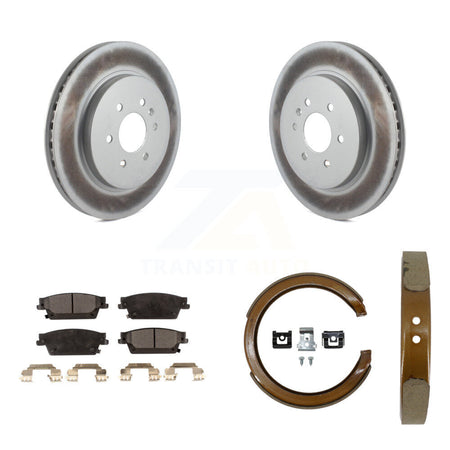 Rear Disc Coated Rotors Ceramic Pads And Parking Brake Shoes Kit For Cadillac SRX KGT-103850