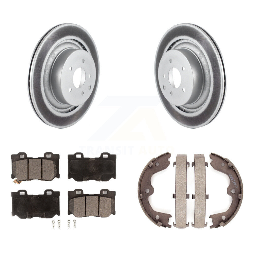 Rear Disc Coated Rotors Ceramic Pads & Parking Shoes Kit For INFINITI G37 Nissan 370Z Q60 KGT-103854