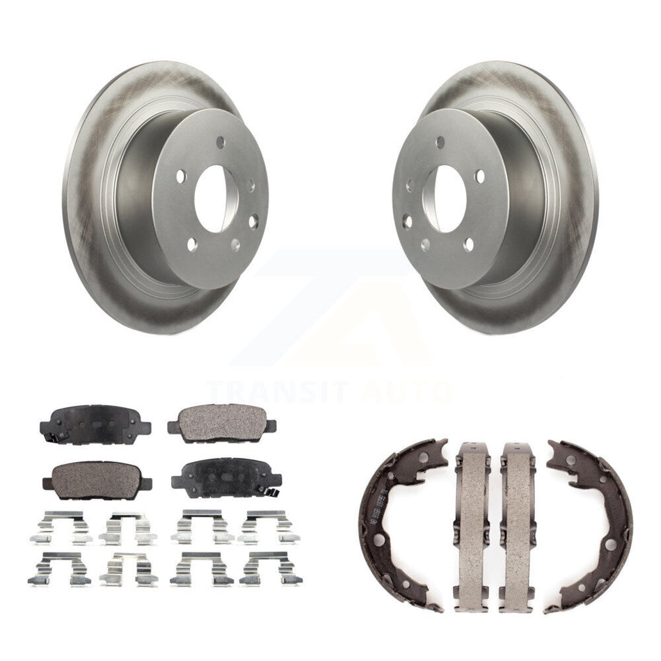 Rear Disc Coated Rotors Ceramic Pads And Parking Brake Shoes Kit For Nissan Sentra Juke KGT-103855