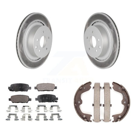 Rear Disc Coated Rotors Ceramic Pads And Parking Brake Shoes Kit For INFINITI G35 Q60 KGT-103857