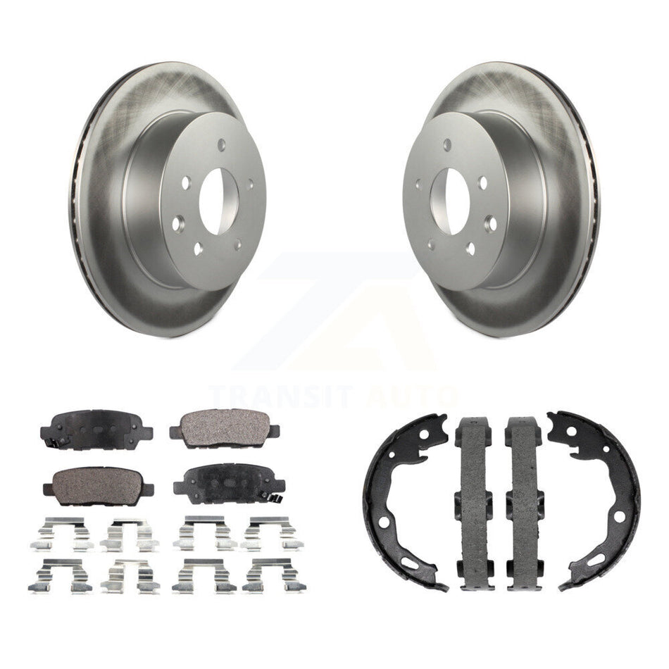 Rear Disc Coated Rotors Ceramic Pads And Parking Shoes Kit For Nissan Rogue Sport Qashqai KGT-103858