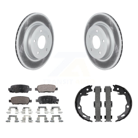 Rear Disc Coated Rotors Ceramic Pads And Parking Shoes Kit For Nissan Qashqai Rogue Sport KGT-103863