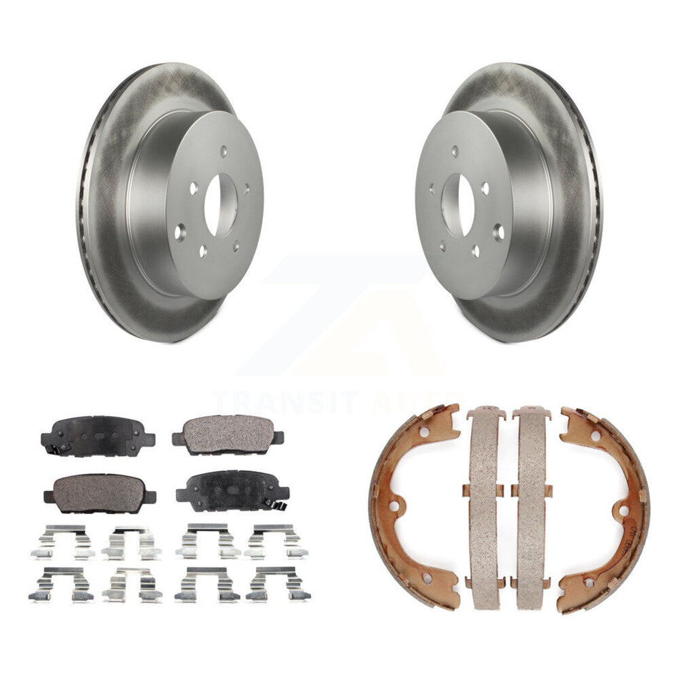 Rear Disc Coated Rotors Ceramic Pads And Parking Shoes Kit For INFINITI FX35 Nissan Quest KGT-103866