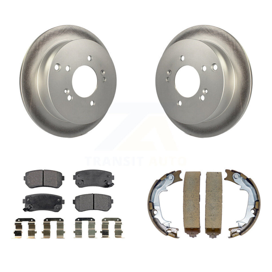 Rear Disc Coated Rotors Ceramic Pads & Parking Shoes Kit For Hyundai Tucson Kia Sportage KGT-103876