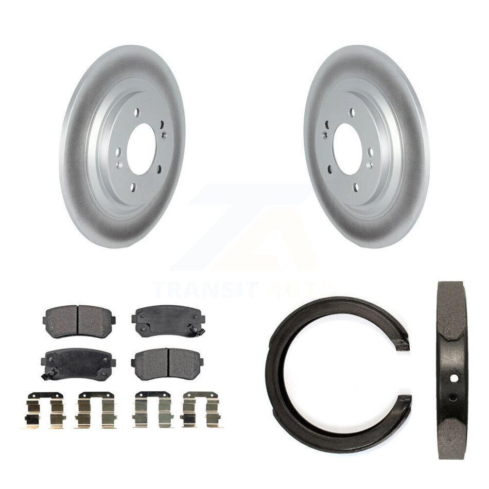 Rear Disc Coated Rotors Ceramic Pads Parking Shoes Kit For Kia Cadenza Limited/Technology KGT-103879