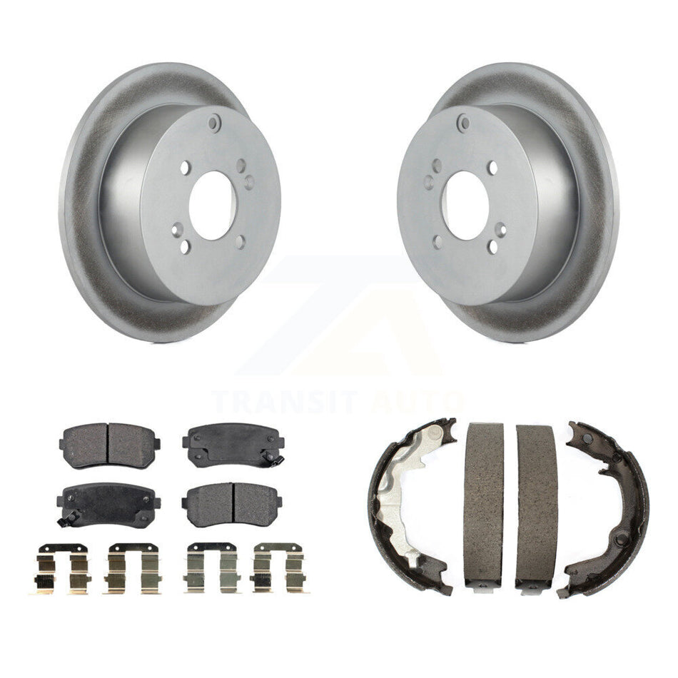 Rear Disc Coated Rotors Ceramic Pads & Parking Shoes Kit For Hyundai Accent Kia Rio5 Rio KGT-103880