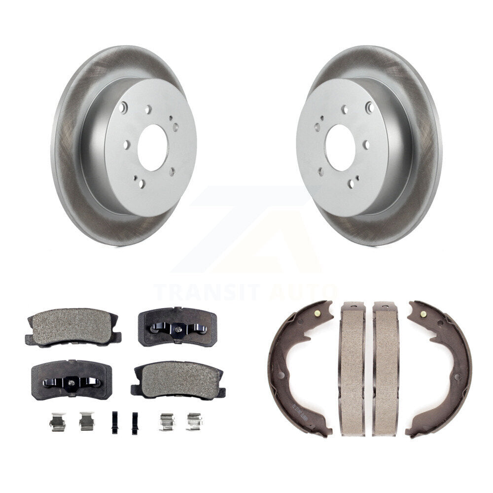 Rear Disc Coated Rotors Ceramic Pads And Parking Brake Shoes Kit For Mitsubishi Endeavor KGT-103889
