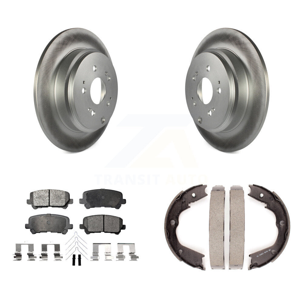 Rear Disc Coated Rotors Ceramic Pads And Parking Shoes Kit For Honda Pilot Acura MDX ZDX KGT-103892