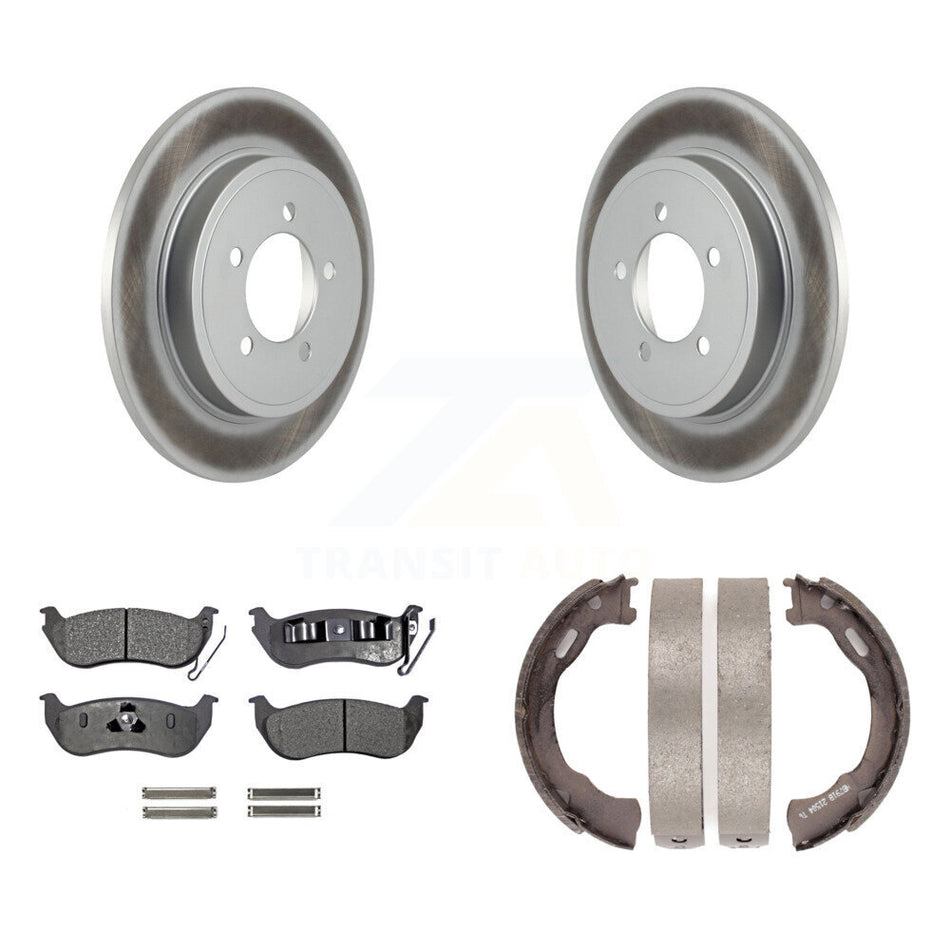 Rear Disc Coated Rotors Ceramic Pads Parking Brake Shoes Kit For Ford Explorer Sport Trac KGT-103896