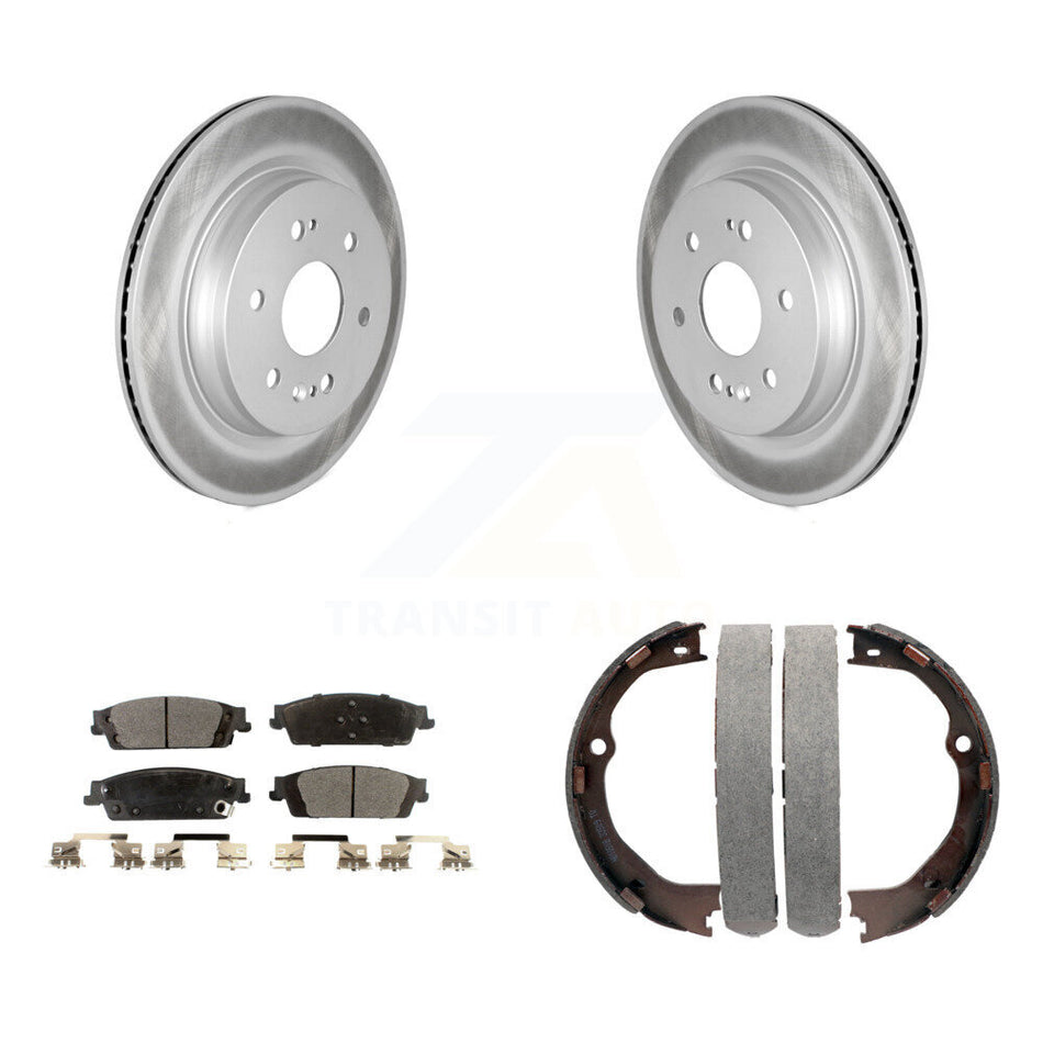 Rear Disc Coated Rotors Ceramic Pads & Parking Shoes Kit For Chevrolet Silverado 1500 LD KGT-103901