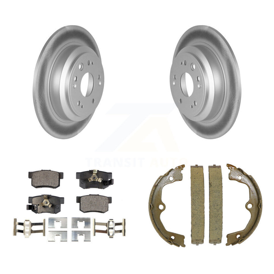 Rear Disc Coated Rotors Ceramic Pads & Parking Brake Shoes Kit For Honda Accord Crosstour KGT-103902