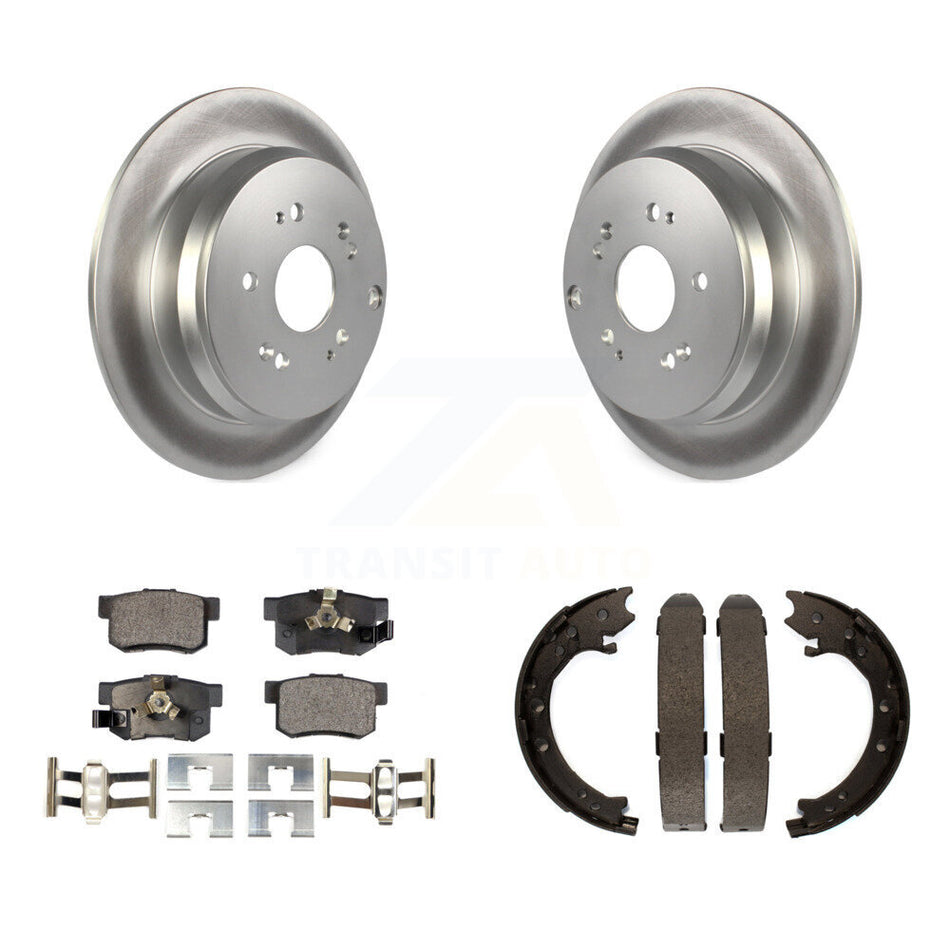 Rear Disc Coated Rotors Ceramic Pads And Parking Brake Shoes Kit For 2005-2006 Honda CR-V KGT-103903