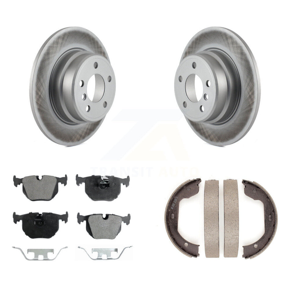 Rear Disc Coated Rotors Ceramic Pads And Parking Brake Shoes Kit For BMW X5 KGT-103905