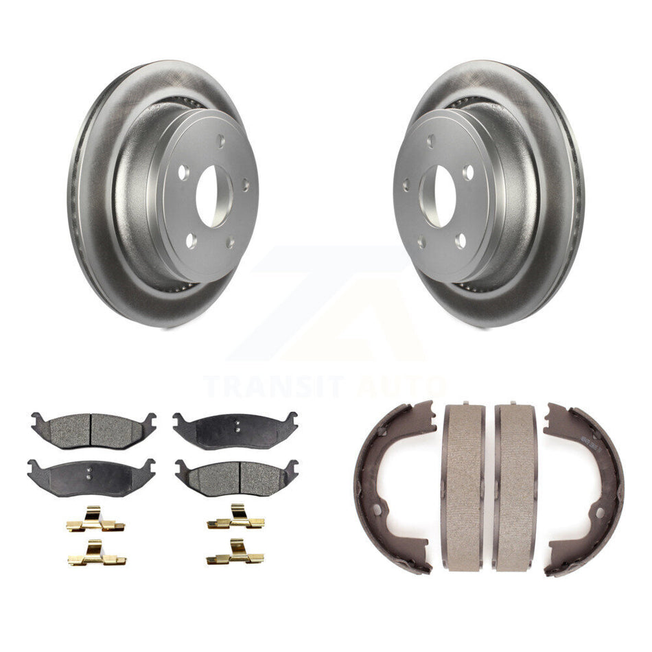 Rear Disc Coated Rotors Ceramic Pads & Parking Shoes Kit For Ram 1500 Classic Dodge Aspen KGT-103915