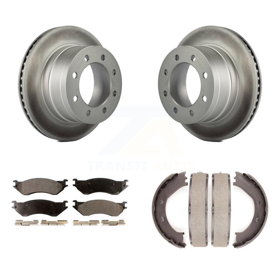 Rear Disc Coated Rotors Ceramic Pads And Parking Brake Shoes Kit For Dodge Ram 1500 KGT-103921
