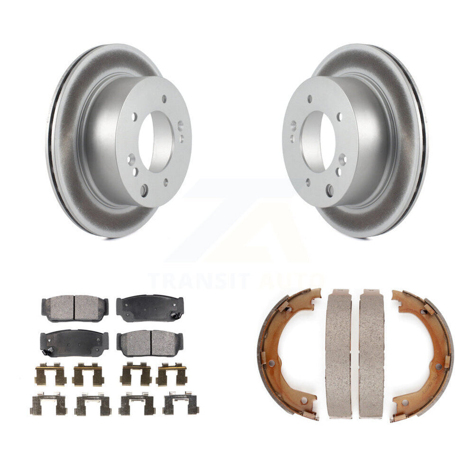 Rear Disc Coated Rotors Ceramic Pads & Parking Brake Shoes Kit For 2003-2006 Kia Sorento KGT-103924