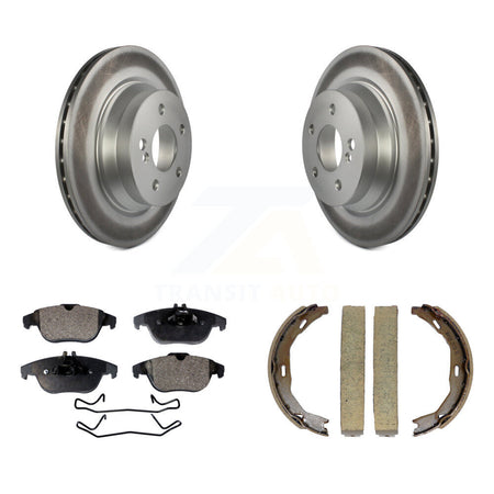 Rear Disc Coated Rotors Ceramic Pads Parking Brake Shoes Kit For Mercedes-Benz E350 E400 KGT-103936