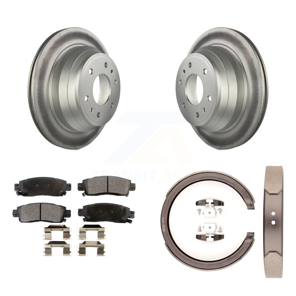 Rear Disc Coated Rotors Ceramic Pads & Parking Shoes Kit For Chevrolet GMC Trailblazer XL KGT-103942