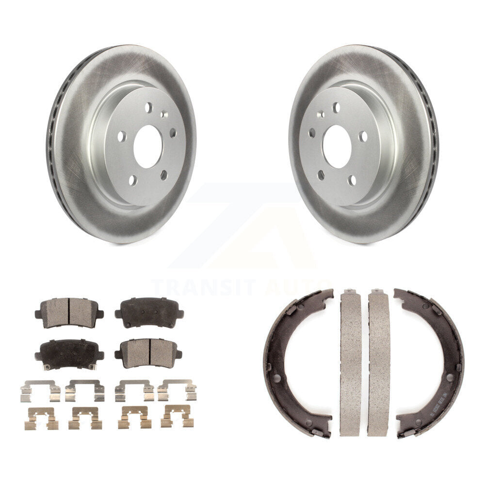 Rear Disc Coated Rotors Ceramic Pads And Parking Brake Shoes Kit For Cadillac XTS KGT-103943