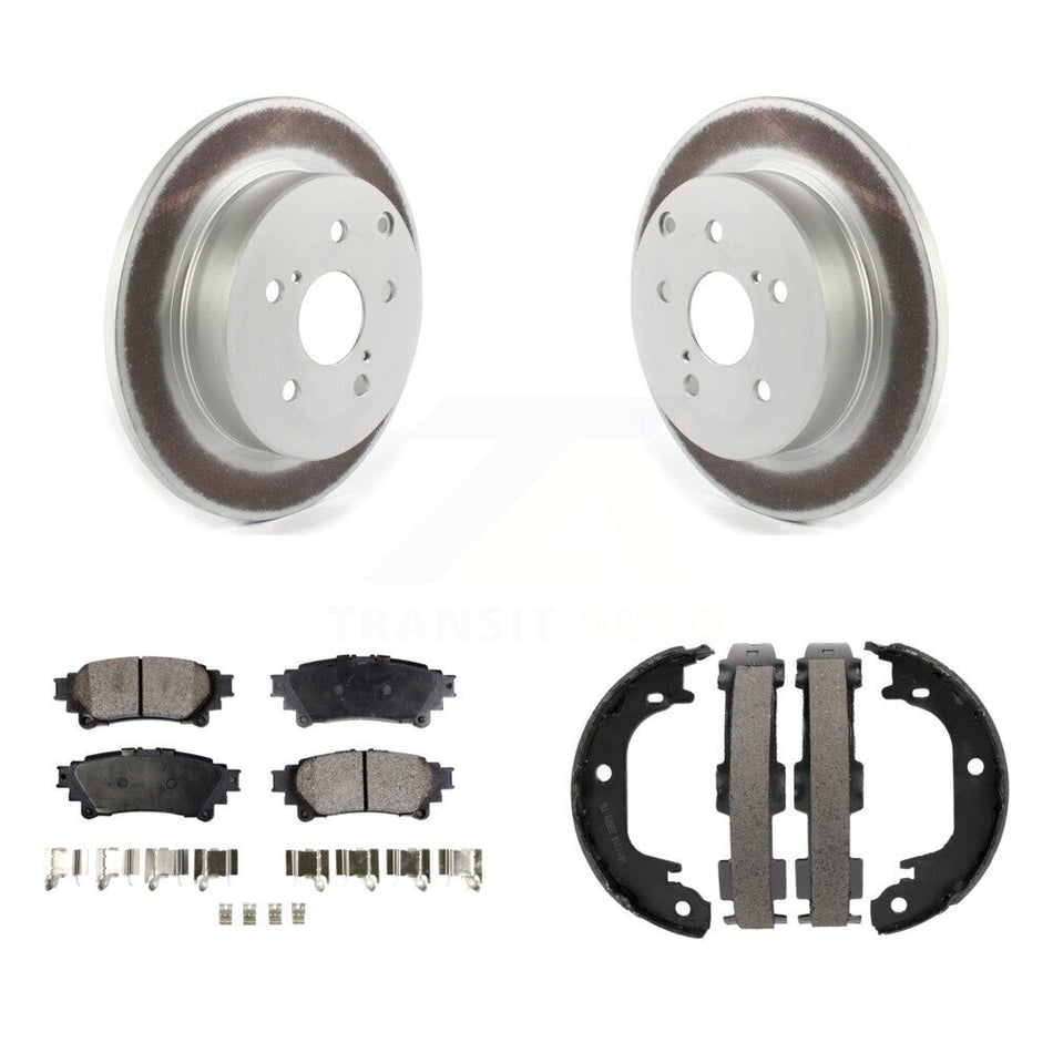 Rear Disc Coated Rotors Ceramic Pads And Parking Brake Shoes Kit For Toyota Prius V Mirai KGT-103949