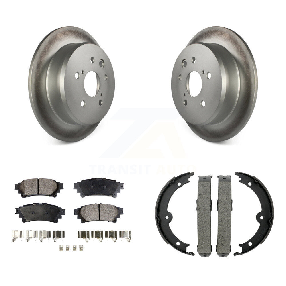 Rear Disc Coated Rotors Ceramic Pads And Parking Brake Shoes Kit For Lexus IS250 KGT-103950
