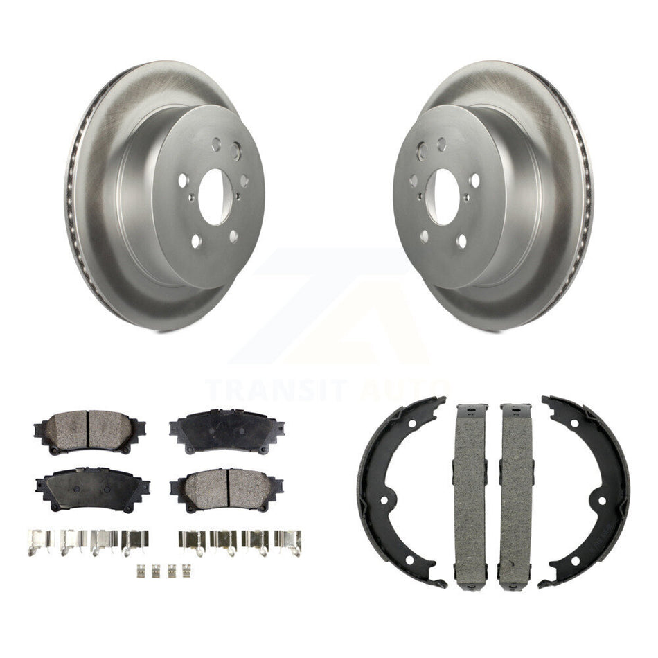 Rear Disc Coated Rotors Ceramic Pads And Parking Brake Shoes Kit For Lexus IS350 IS250 KGT-103951
