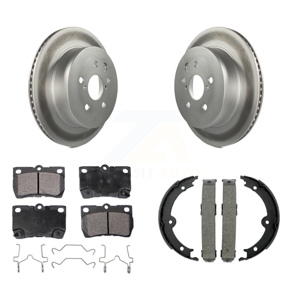 Rear Disc Coated Rotors Ceramic Pads Parking Shoes Kit For Lexus IS250 IS350 GS350 GS300 KGT-103953