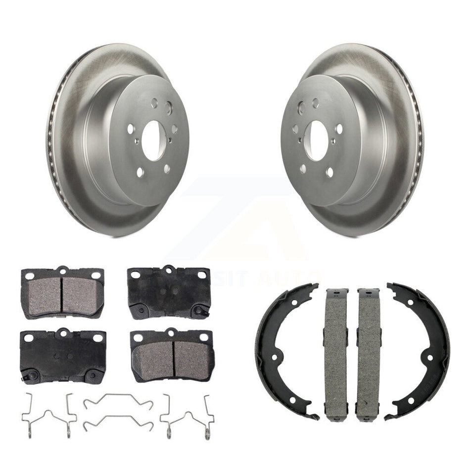 Rear Disc Coated Rotors Ceramic Pads Parking Shoes Kit For Lexus IS250 IS350 GS350 GS300 KGT-103953