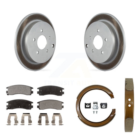 Rear Disc Coated Rotors Ceramic Pads Parking Shoes Kit For Buick Rendezvous Pontiac Aztek KGT-103954