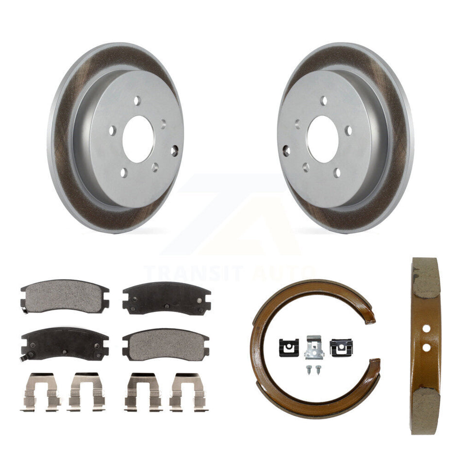 Rear Disc Coated Rotors Ceramic Pads Parking Shoes Kit For Buick Rendezvous Pontiac Aztek KGT-103954