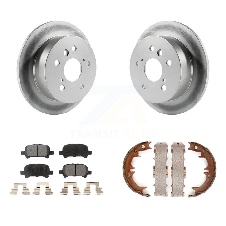 Rear Disc Coated Rotors Ceramic Pads And Parking Shoes Kit For Toyota Camry Solara Avalon KGT-103957