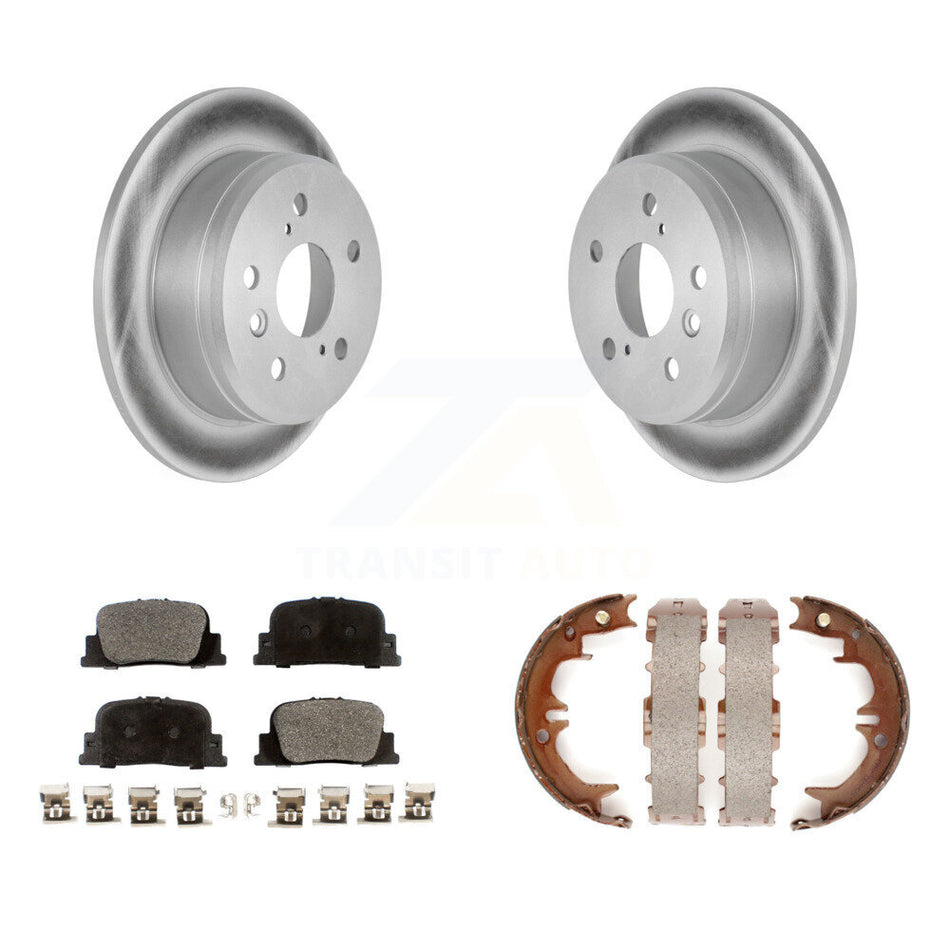 Rear Disc Coated Rotors Ceramic Pads Parking Brake Shoes Kit For Toyota Camry Lexus ES300 KGT-103961