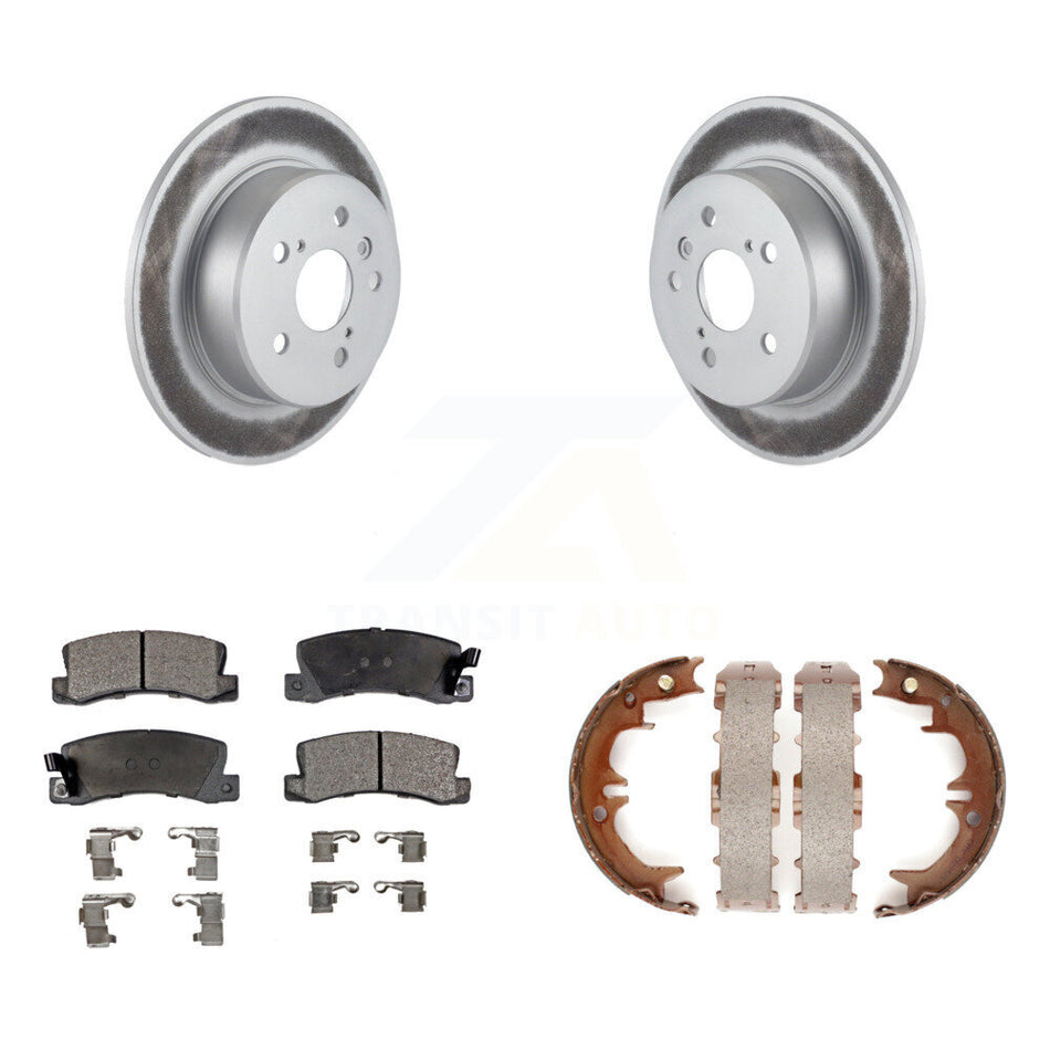 Rear Disc Coated Rotors Ceramic Pads And Parking Shoes Kit For 1999-2003 Lexus RX300 AWD KGT-103964
