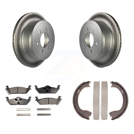 Rear Disc Coated Rotors Ceramic Pads & Parking Shoes Kit For Ford F-150 With 6 Lug Wheels KGT-103968