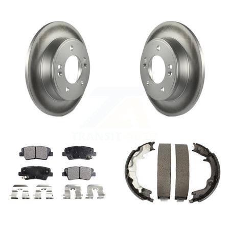 Rear Disc Coated Rotors Ceramic Pads And Parking Brake Shoes Kit For 2014 Kia Forte Koup KGT-103970