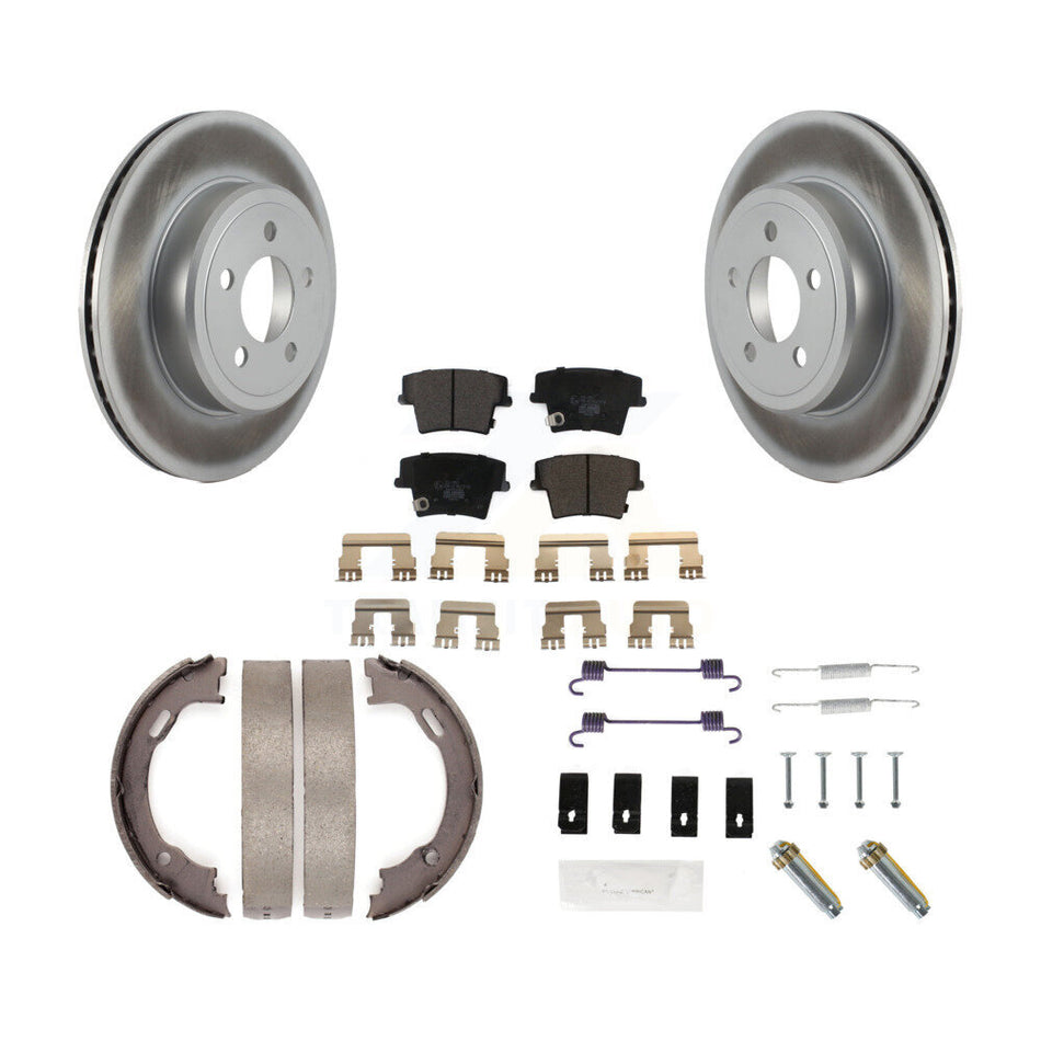 Rear Disc Coated Rotors Ceramic Pads Parking Shoes & Hardware Kit For Dodge Chrysler 300 KGT-103979