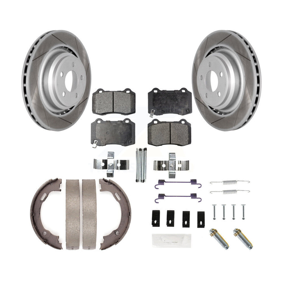 Rear Disc Coated Rotors Ceramic Pads Parking Shoes And Hardware Kit For Dodge Charger 300 KGT-103982