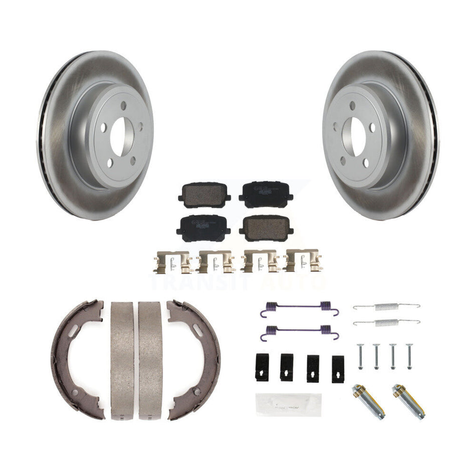 Rear Disc Coated Rotors Ceramic Pads Parking Brake Shoes & Hardware Kit For Dodge Charger KGT-103986