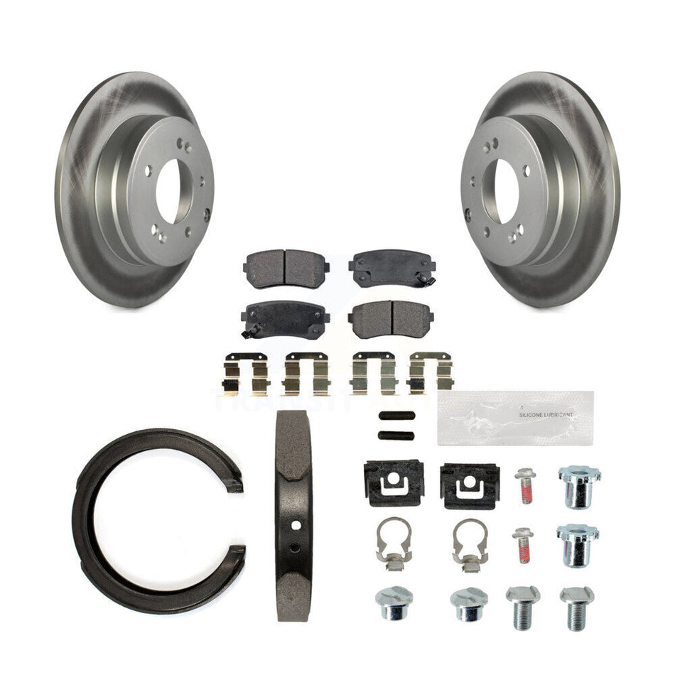 Rear Disc Coated Rotors Ceramic Pads Parking Shoes Hardware Kit For Hyundai Tucson Sonata KGT-103987