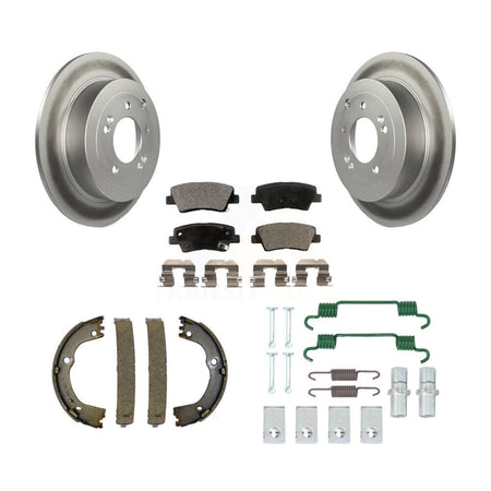 Rear Disc Coated Rotors Ceramic Pads Parking Shoes & Hardware Kit For Hyundai Tucson Kia KGT-103995