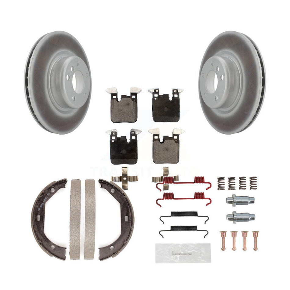 Rear Disc Coated Rotors Ceramic Pads Parking Shoes Hardware Kit For BMW 320i xDrive 328i KGT-104000