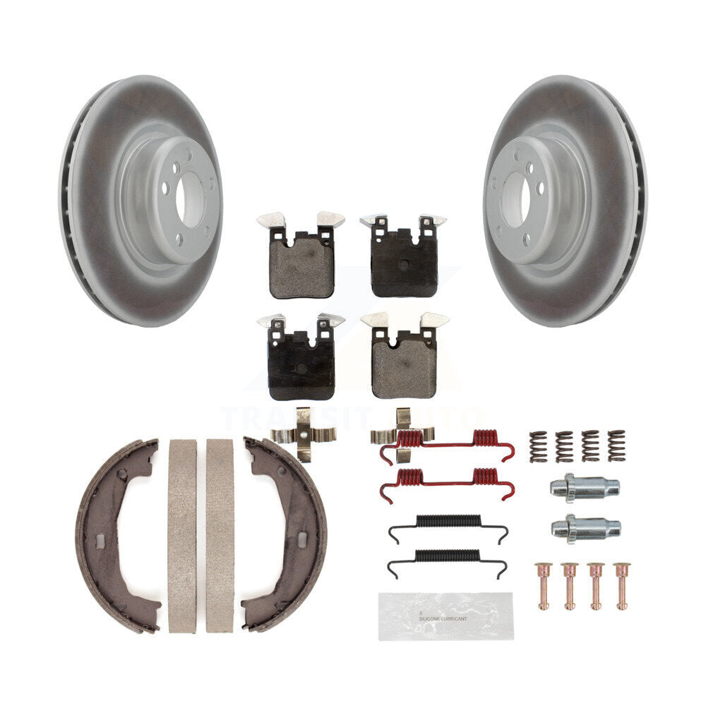 Rear Disc Coated Rotors Ceramic Pads Parking Shoes Hardware Kit For BMW 230i xDrive 228i KGT-104002