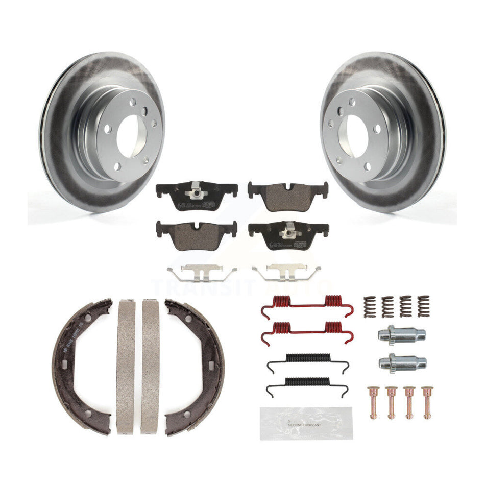 Rear Disc Coated Rotors Ceramic Pads Parking Brake Shoes And Hardware Kit For BMW 328i KGT-104004
